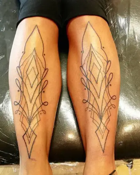 Ornamental Pinstripe Tattoo on Legs