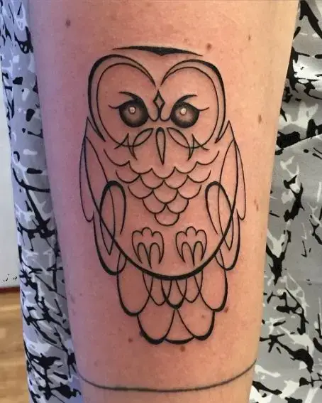 Owl Pinstripe Tattoo Design