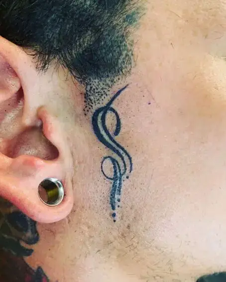 Pinstriping Tattoo on Near Ear