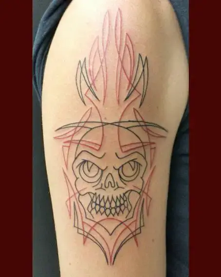 Red Line Work Pinstripe Tattoo