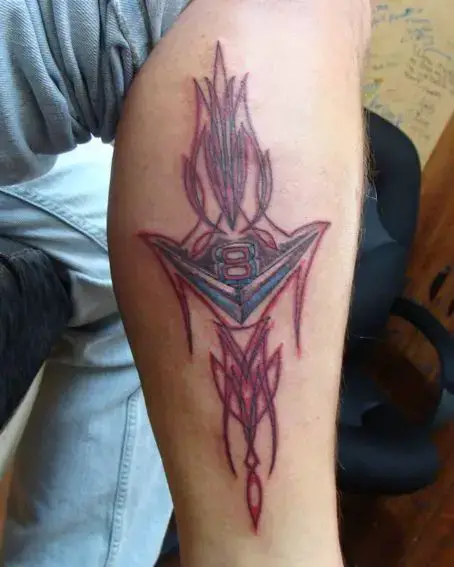 V-8 Pinstripe Tattoo on Calf