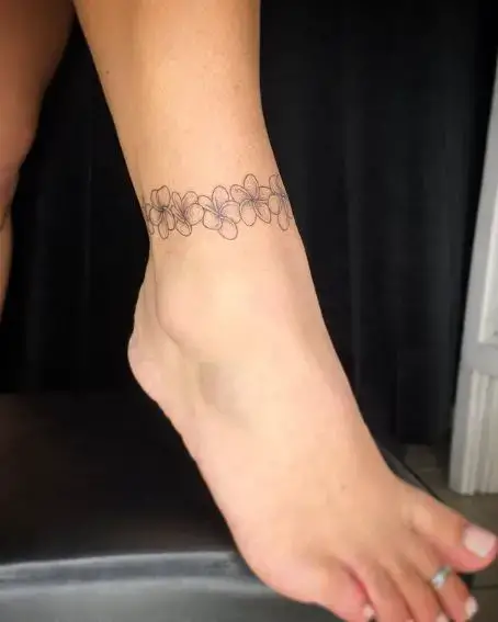 Dainty Plumeria Anklet Tattoo