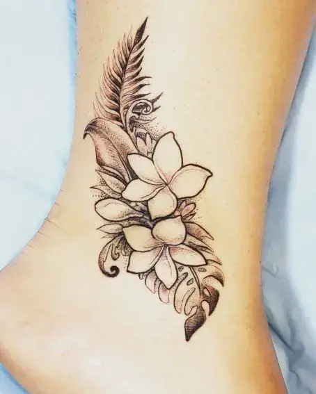 Plumeria Tattoo on Ankle