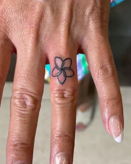 Plumeria Tattoo on Finger