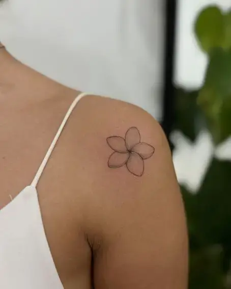 Plumeria Tattoo on Shoulder