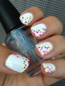 White Nail Polish with Silver Sharpie Polka Dot Nail Art