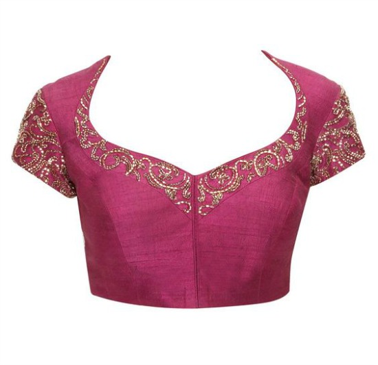 22 Graceful Pics of simple thread work blouse & Saree designs