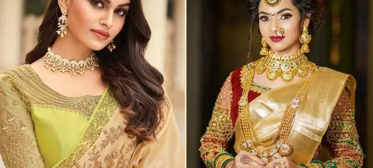 20 Amazing Blouse Designs for Golden Sarees