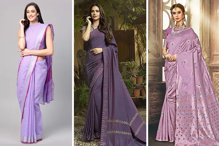 Lavender Sarees 25 Trendy Lavender Colour Sarees