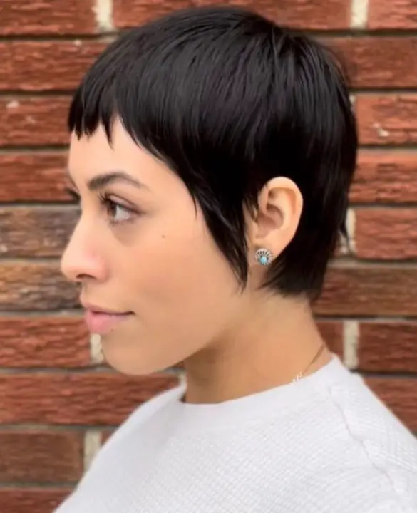 Mocha Razor Pixie Cut Hairstyle For Women Over 50