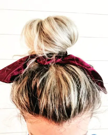 Top Knot With A Scarf