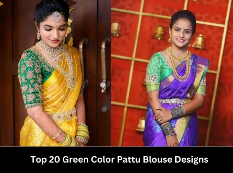 Green Color Pattu Blouse Designs