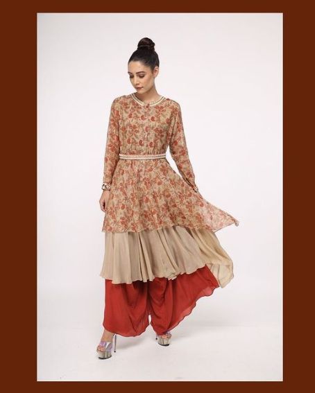 Neck and Sleeve Hand Embroidery Kurti
