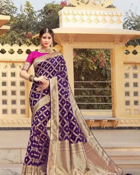 Beauty Shape Contrast Blouse For Purple Saree