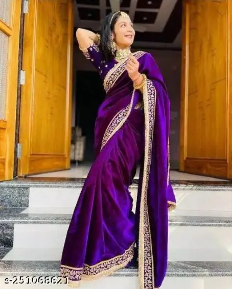 Purple Color Party Wear Bollywood Saree With Blouse