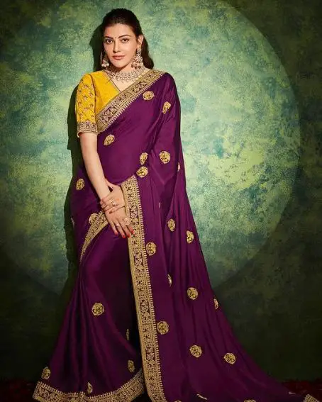 Sangaria Purple Designer Silk Saree with Contrast Blouse