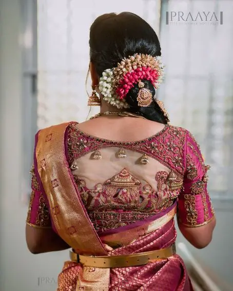 Maroon Color Wedding Saree Blouse Doli Design