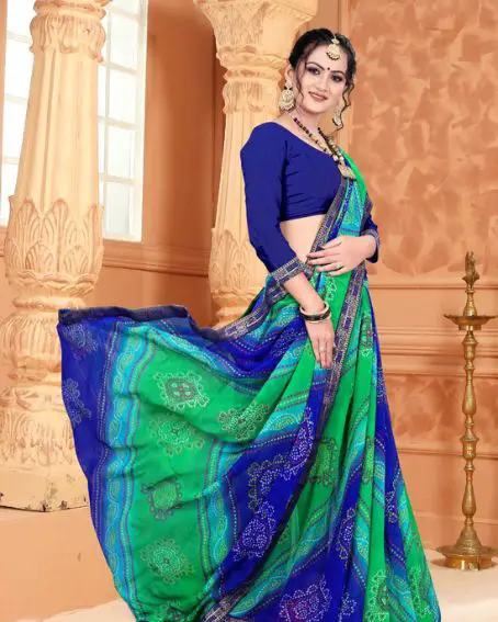 New Designer Multi Sky Color Casual Wear Silk Saree With Simple Blouse