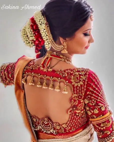Red Color Kundan Work Designer Blouse For Bride