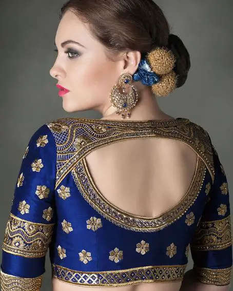Royal Blue Color Wedding Designery Blouse For Bride