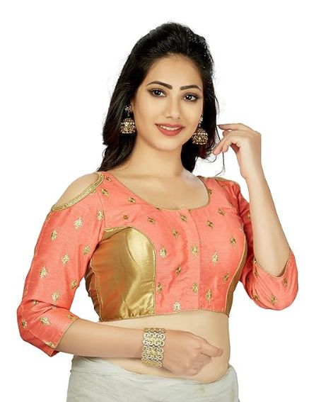 Trendy Fashion Mall Women's Long Sleeve Cold Shoulder Saree Blouse